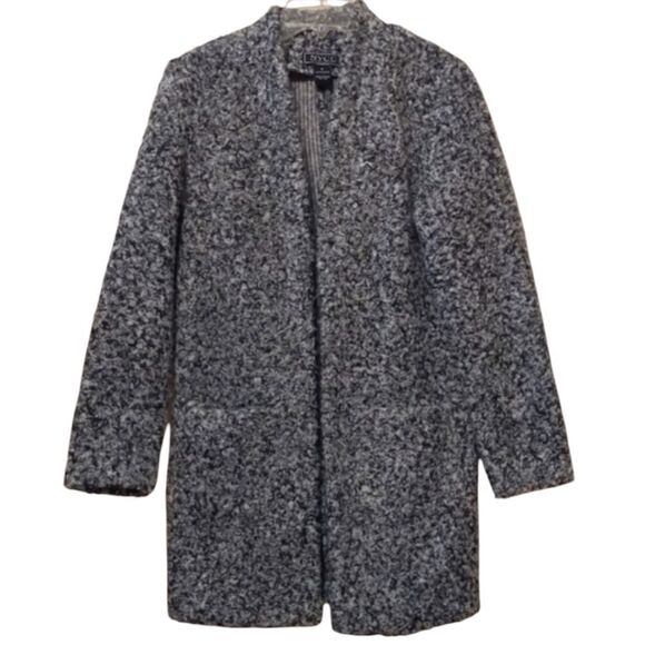 NYCC Minimalist Knee Length Black White Gray Textured Coat  M - Picture 1 of 7